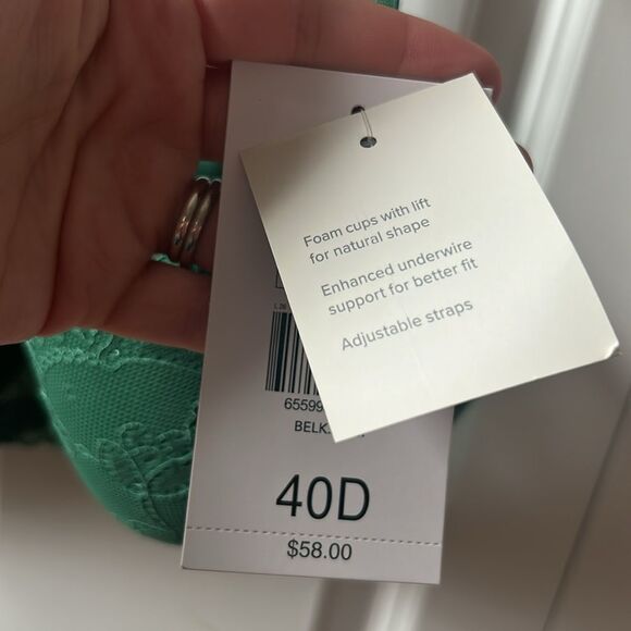 Parisian Intimates Green Lace Bra Size 40D New with Tags - Picture 4 of 5